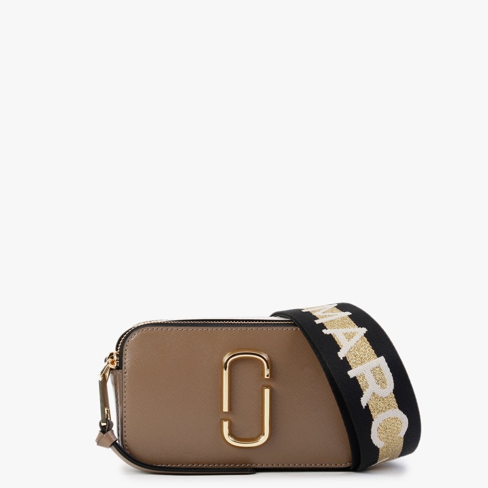 Marc Jacobs The Snapshot Logo Strap French Grey Leather Camera Bag