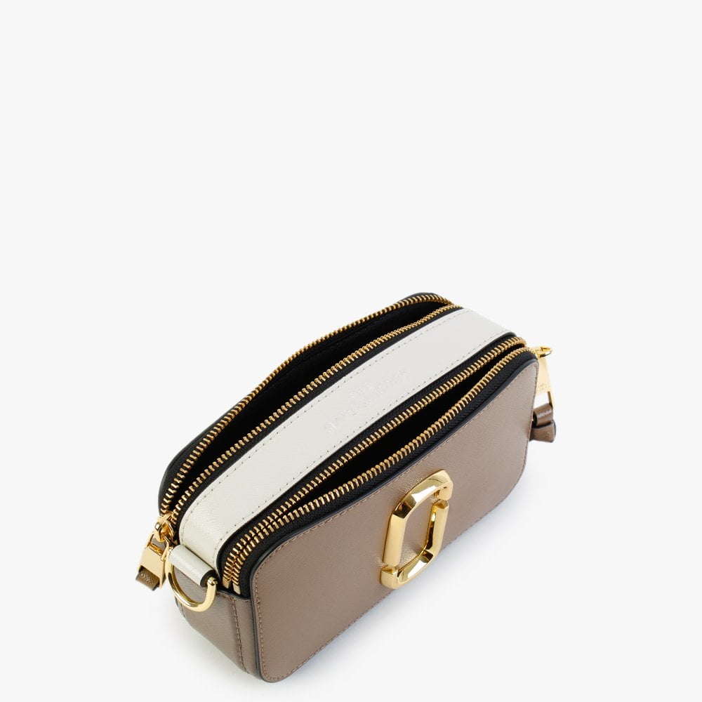 The Snapshot Logo Strap French Grey Leather Camera Bag