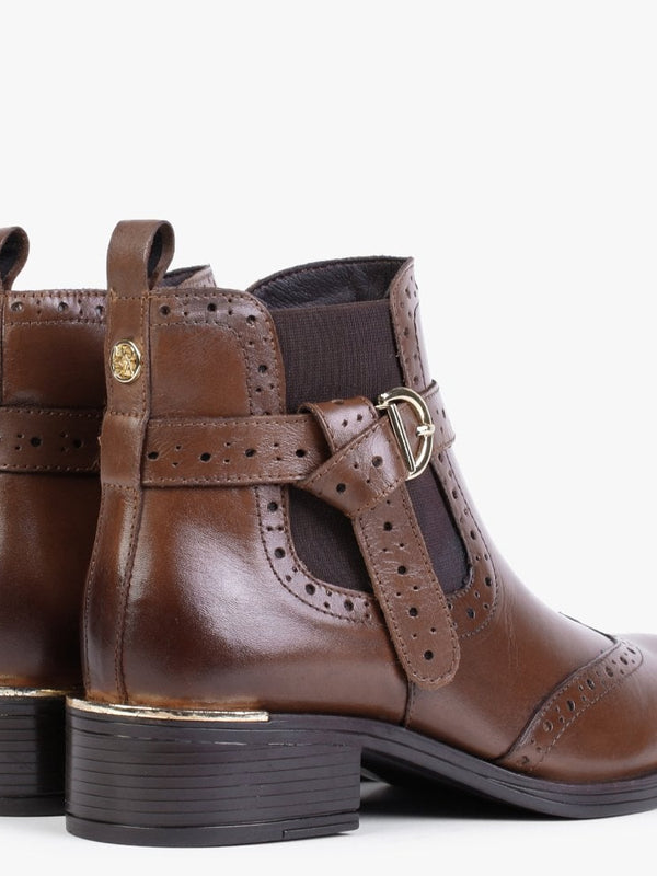 Mikara Tan Leather Brogue Ankle Boots