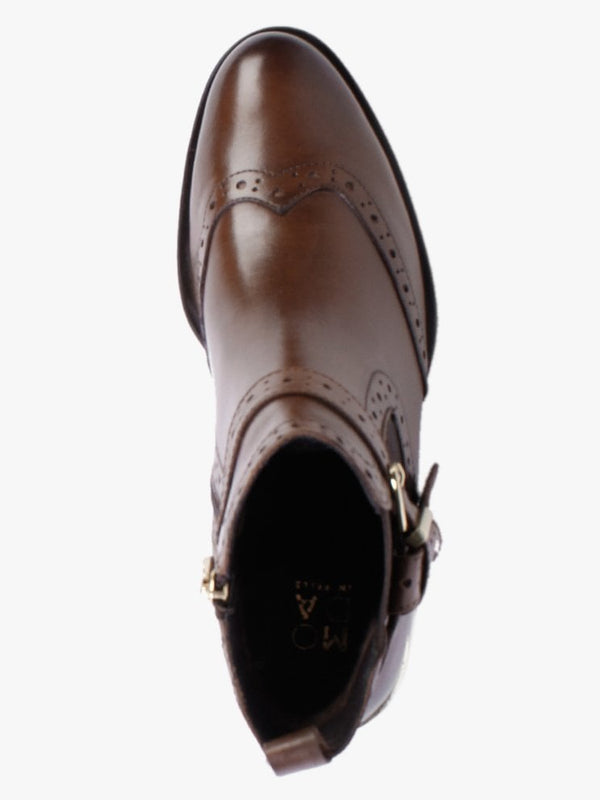 Mikara Tan Leather Brogue Ankle Boots