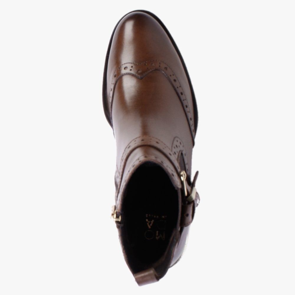 Mikara Tan Leather Brogue Ankle Boots