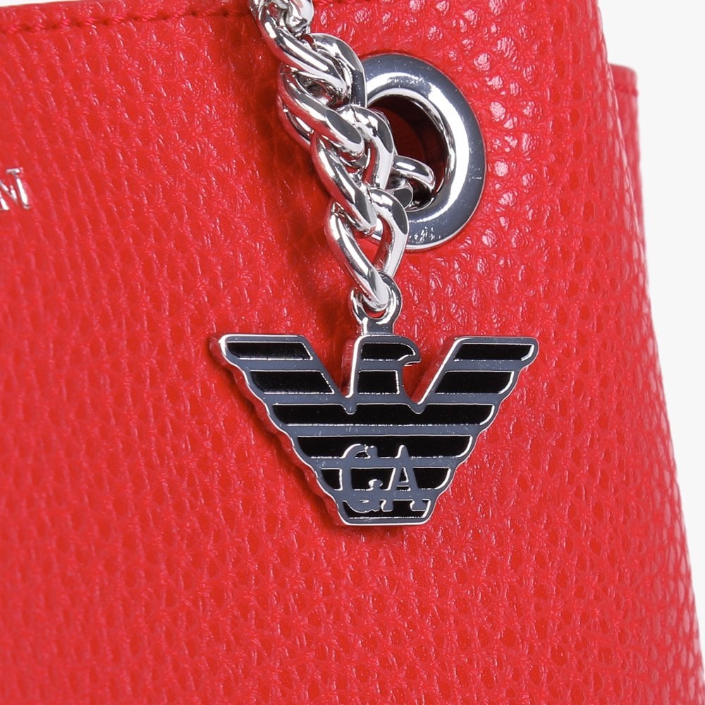 Small Tri Red Pebbled Tote Bag