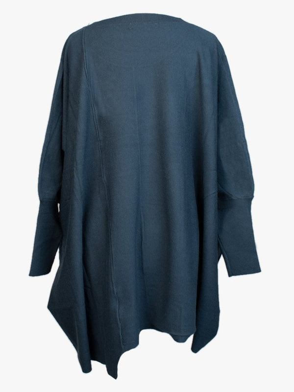 Blue Oversized Batwing Knitted Jumper