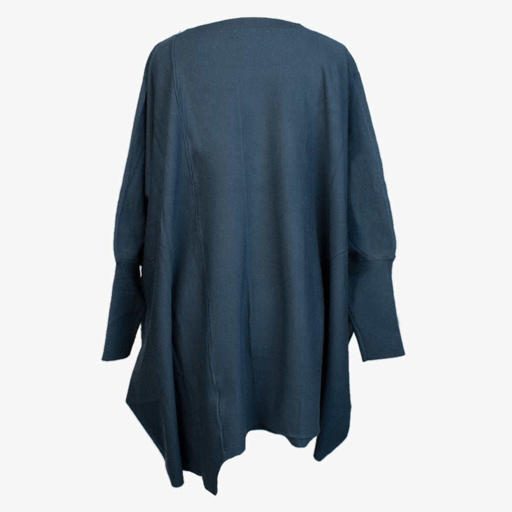 Blue Oversized Batwing Knitted Jumper