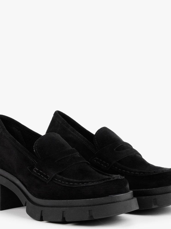 Luckyloaf Black Suede Chunky Loafers