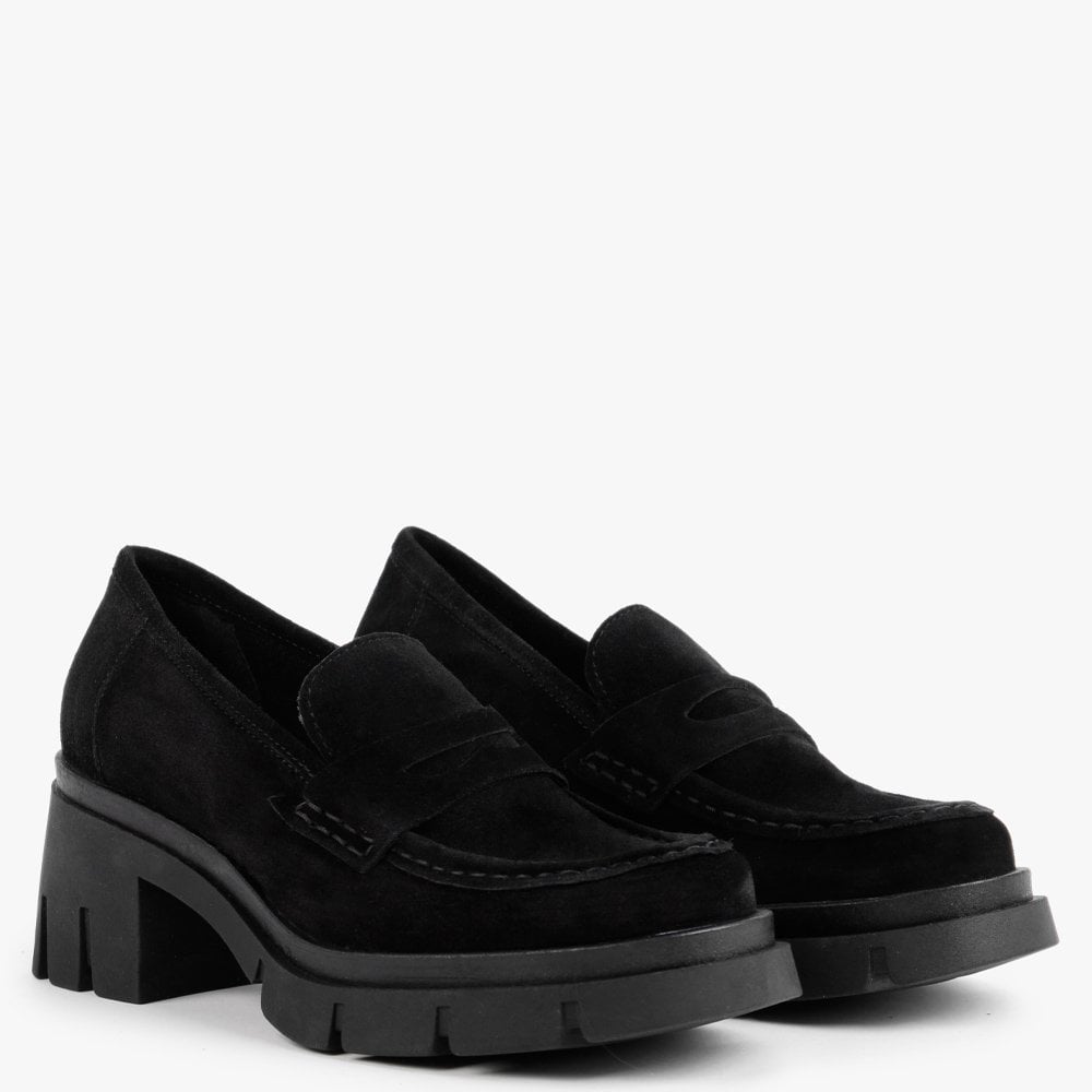Luckyloaf Black Suede Chunky Loafers