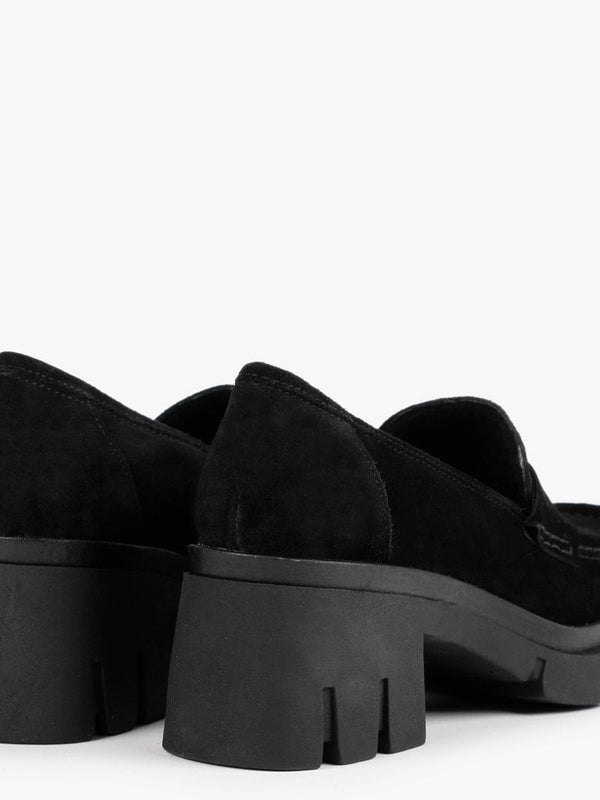 Luckyloaf Black Suede Chunky Loafers