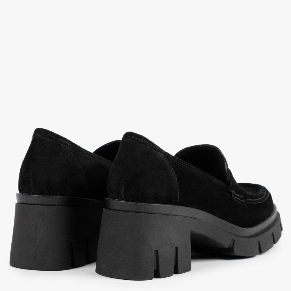 Luckyloaf Black Suede Chunky Loafers