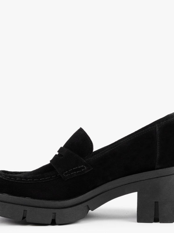 Luckyloaf Black Suede Chunky Loafers