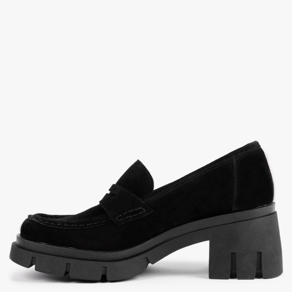 Luckyloaf Black Suede Chunky Loafers