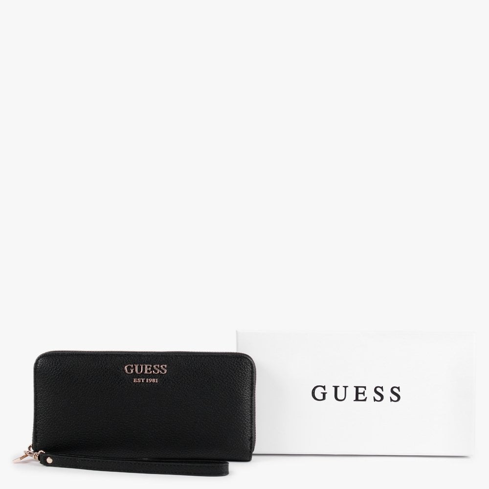 Vikky SLG Large Black Pebbled Zip Around Wallet