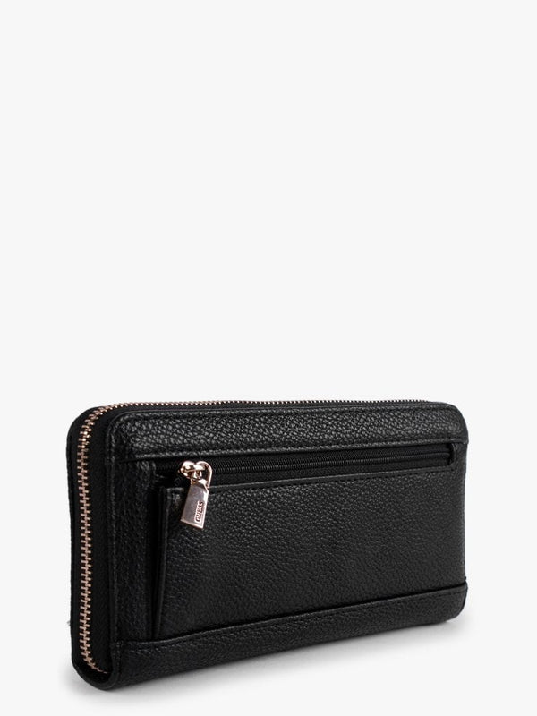 Vikky SLG Large Black Pebbled Zip Around Wallet