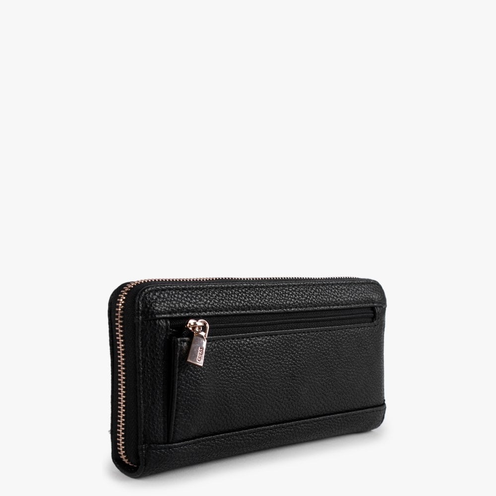 Vikky SLG Large Black Pebbled Zip Around Wallet