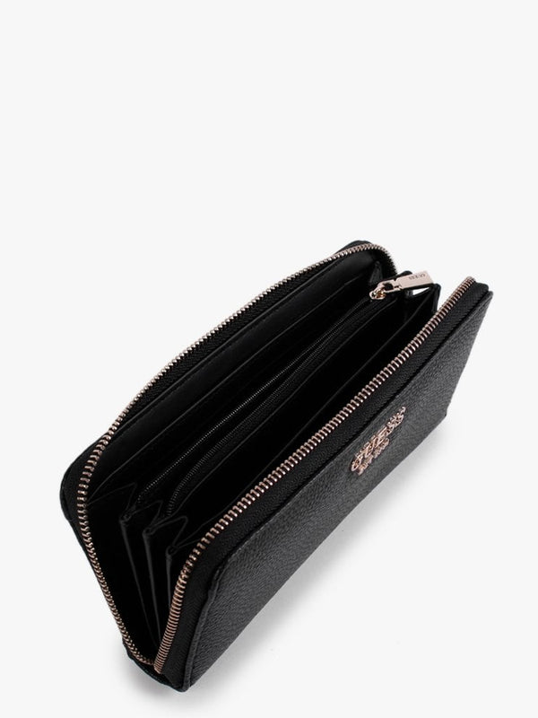Vikky SLG Large Black Pebbled Zip Around Wallet