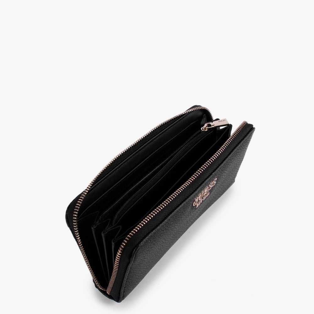 Vikky SLG Large Black Pebbled Zip Around Wallet