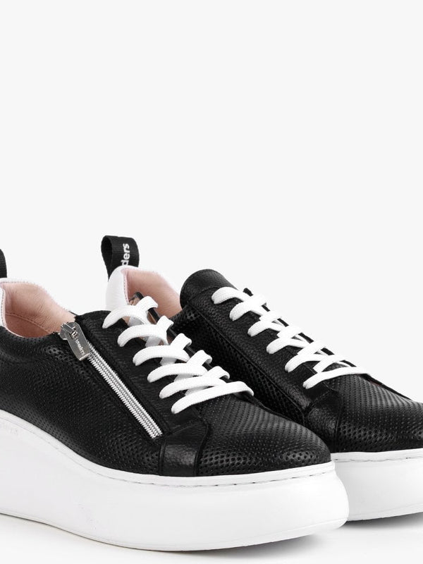 Chorus Black Leather Flatform Trainers