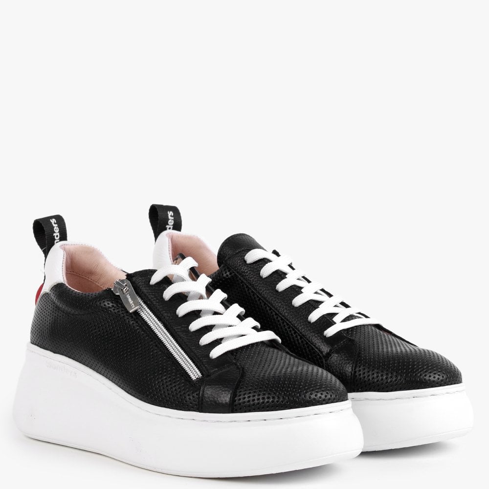 Chorus Black Leather Flatform Trainers