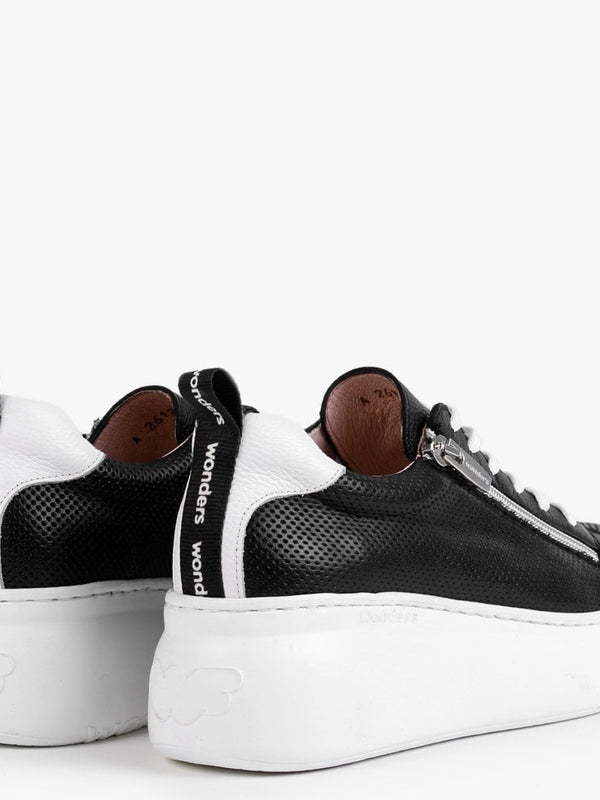 Chorus Black Leather Flatform Trainers