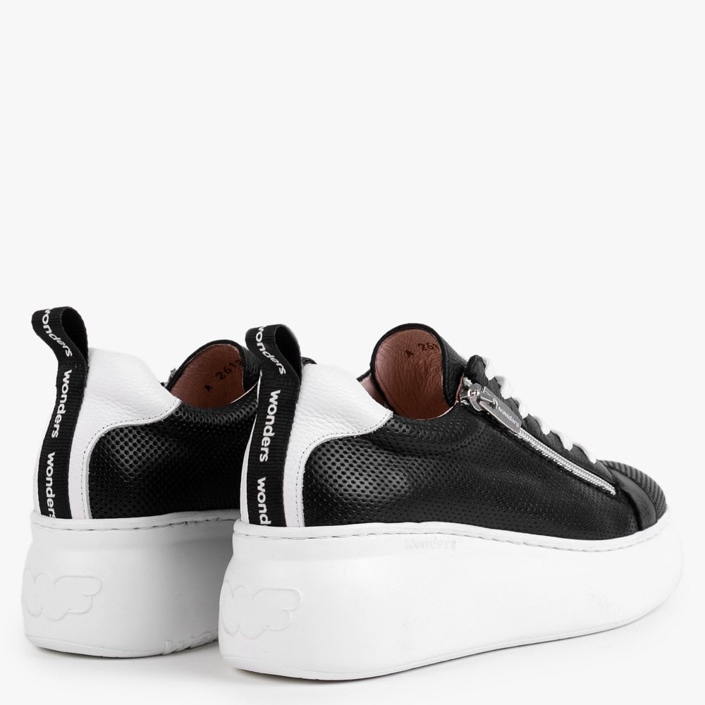 Chorus Black Leather Flatform Trainers