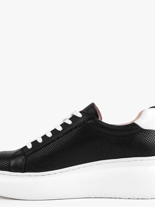 Chorus Black Leather Flatform Trainers