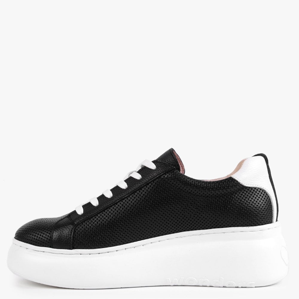 Chorus Black Leather Flatform Trainers