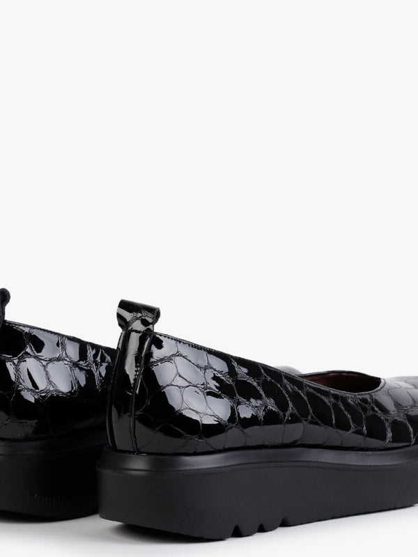Moros Black Patent Leather Moc Croc Loafers