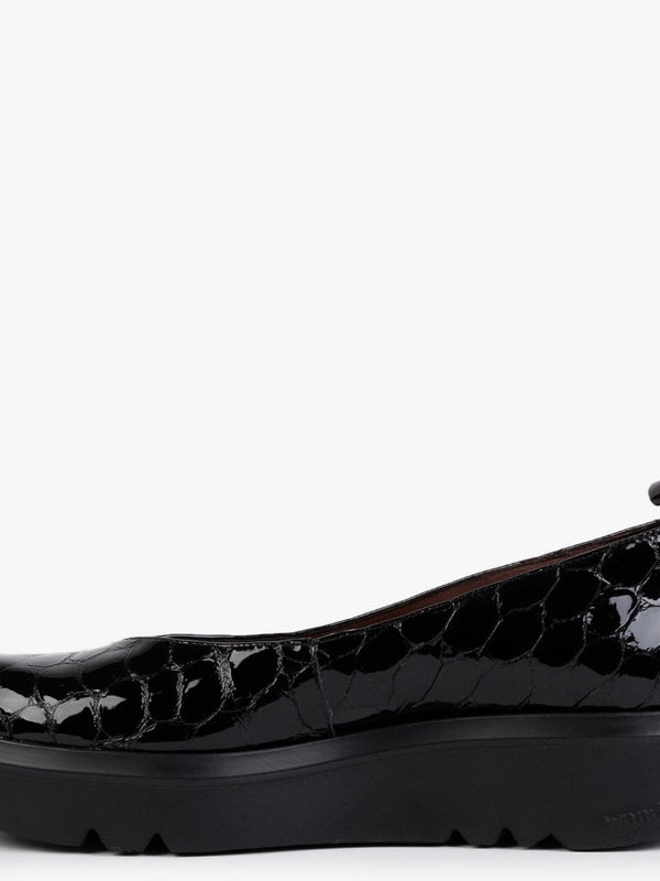 Moros Black Patent Leather Moc Croc Loafers