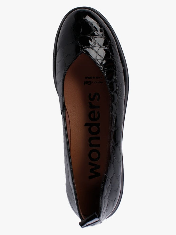 Moros Black Patent Leather Moc Croc Loafers