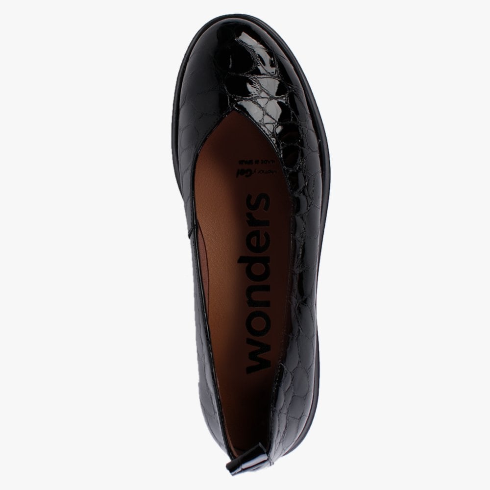 Moros Black Patent Leather Moc Croc Loafers