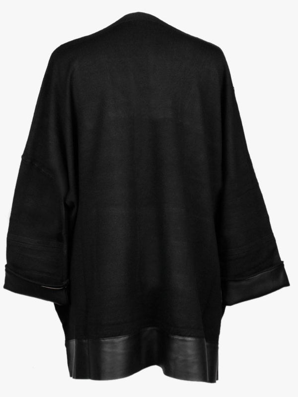 Black PU Trim Knitted Jumper