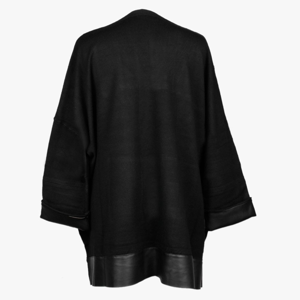 Black PU Trim Knitted Jumper