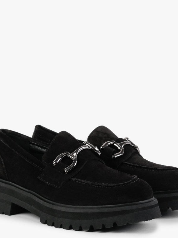 Julienne Black Suede Chunky Loafers