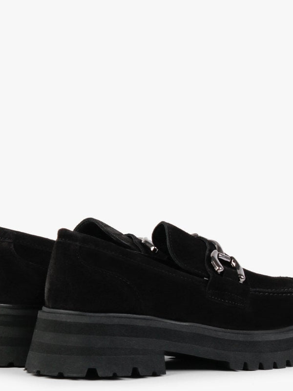 Julienne Black Suede Chunky Loafers