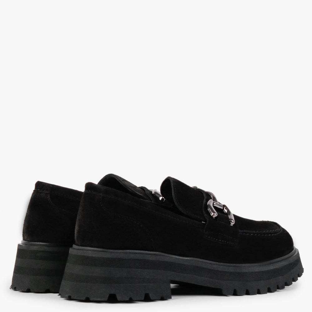Julienne Black Suede Chunky Loafers