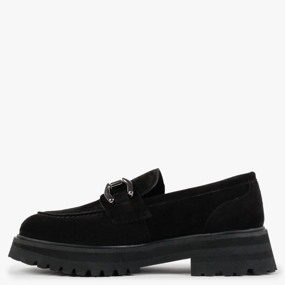 Julienne Black Suede Chunky Loafers