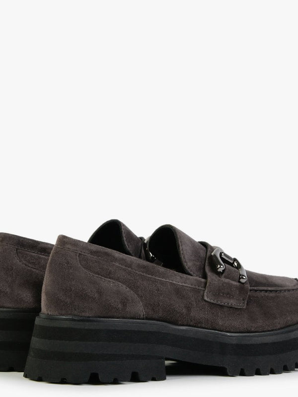 Julienne Grey Suede Chunky Loafers