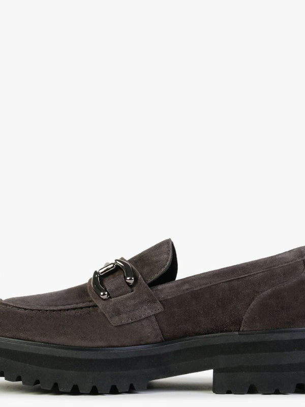 Julienne Grey Suede Chunky Loafers
