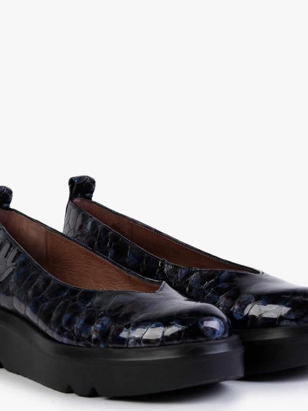 Moros Navy Patent Leather Moc Croc Loafers