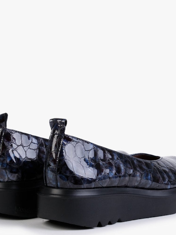 Moros Navy Patent Leather Moc Croc Loafers