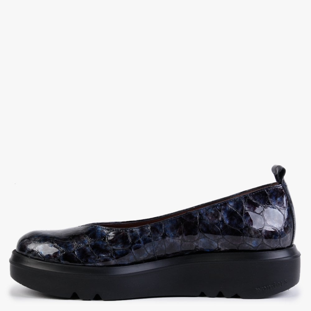 Moros Navy Patent Leather Moc Croc Loafers
