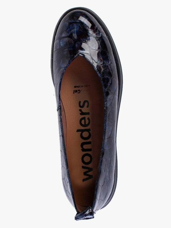 Moros Navy Patent Leather Moc Croc Loafers