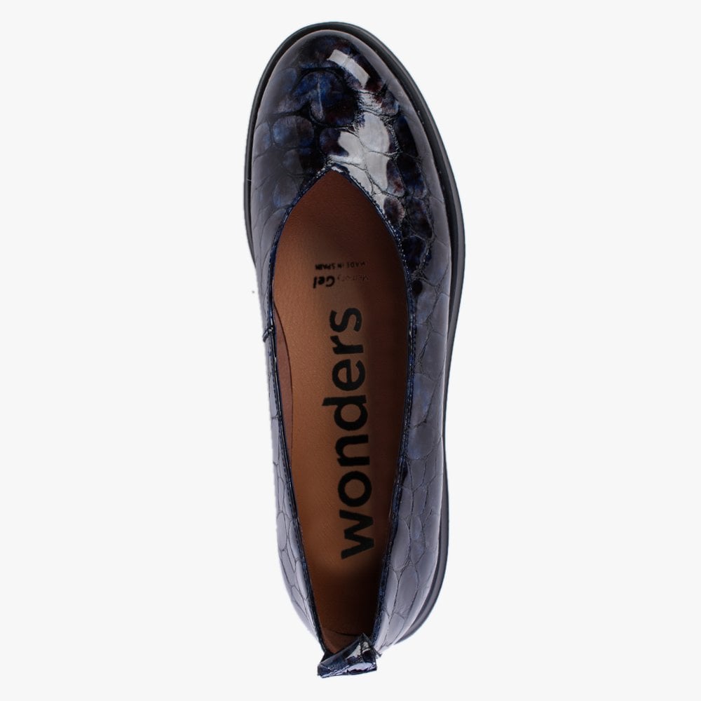 Moros Navy Patent Leather Moc Croc Loafers