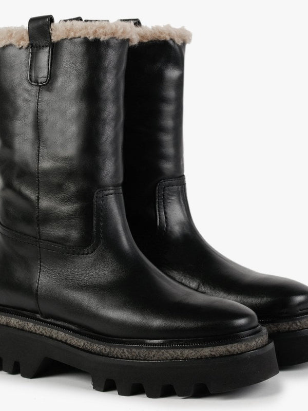 Coulis Black Leather Calf Boots