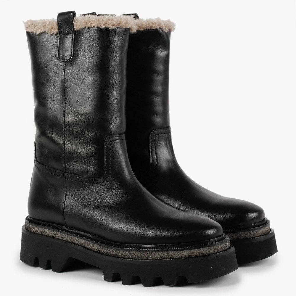 Coulis Black Leather Calf Boots