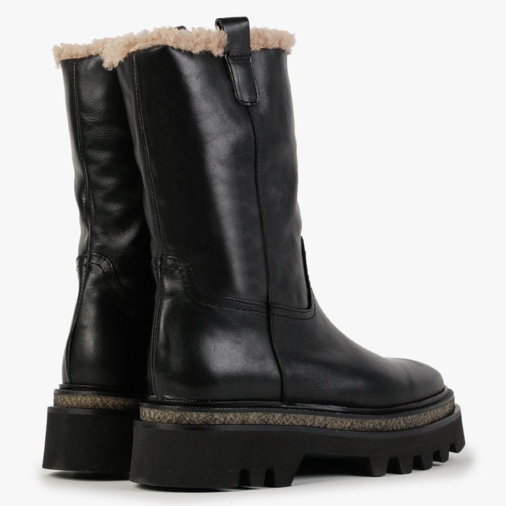 Coulis Black Leather Calf Boots