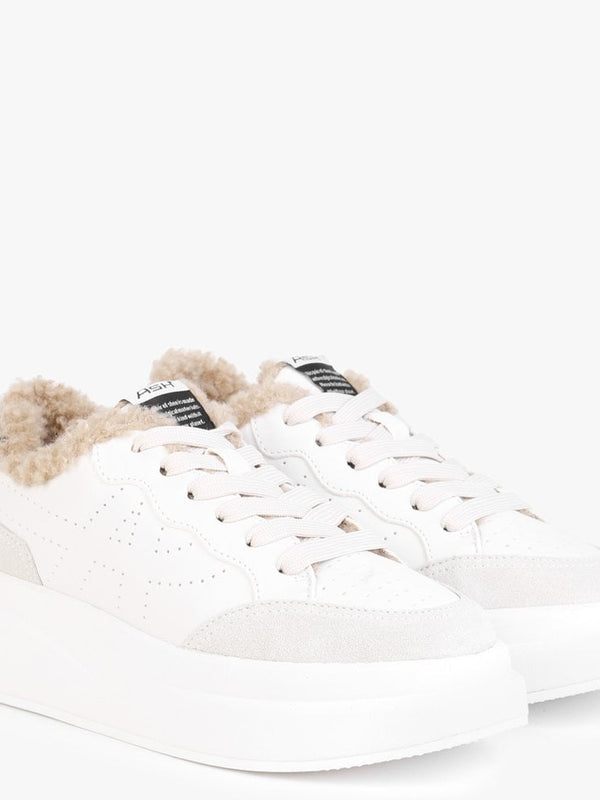 Impuls Fur Eco White Leather Platform Trainers