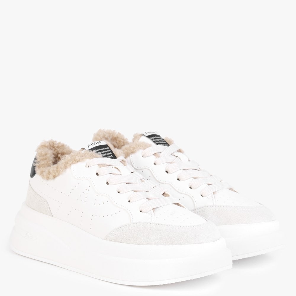 Impuls Fur Eco White Leather Platform Trainers