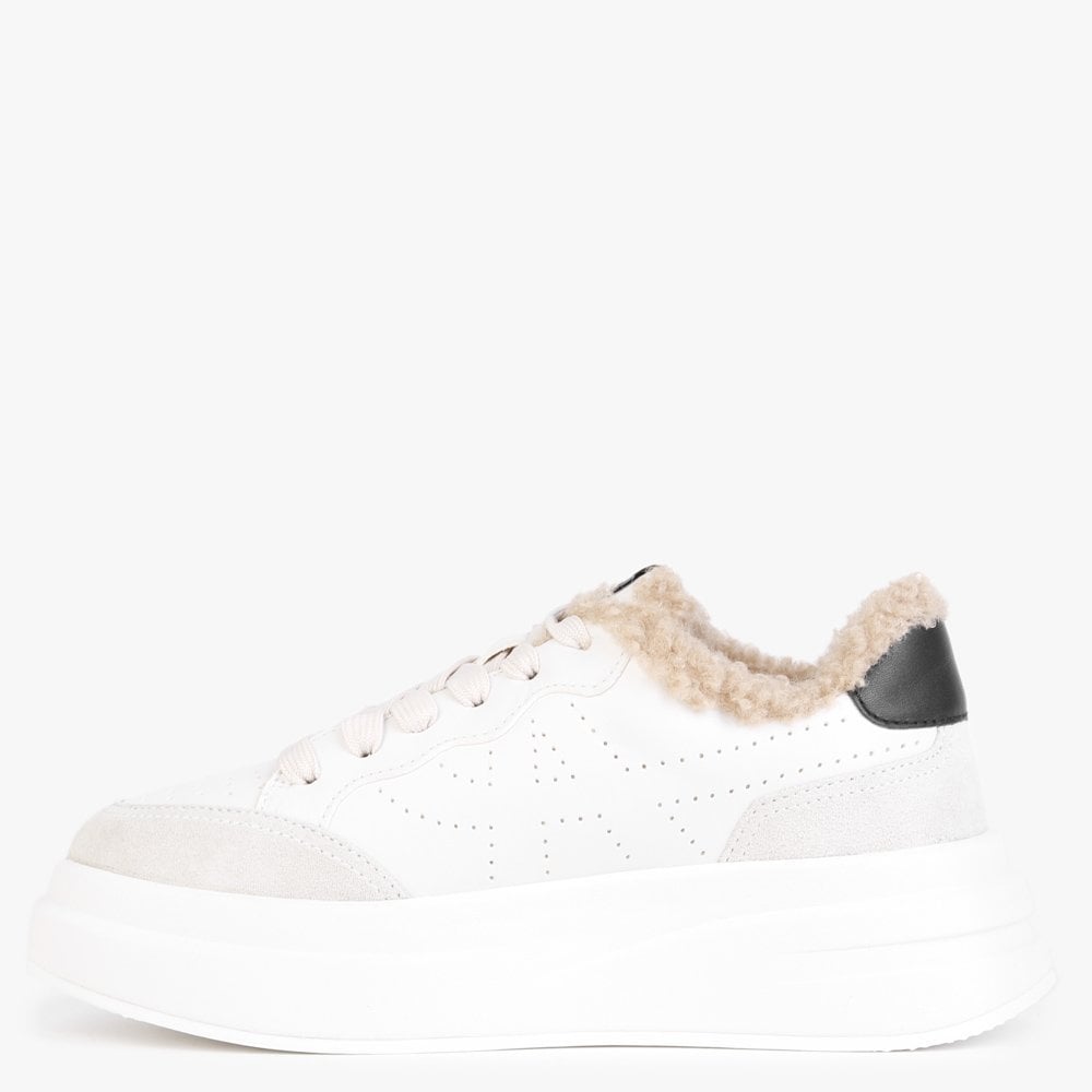 Impuls Fur Eco White Leather Platform Trainers