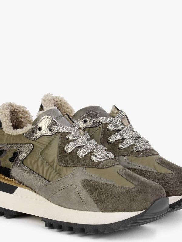 Bisque Khaki Suede Mix Trainers