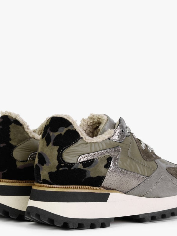 Bisque Khaki Suede Mix Trainers